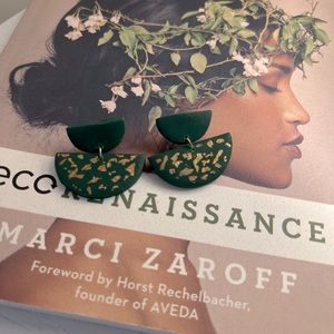 Emerald green polymer earrings.